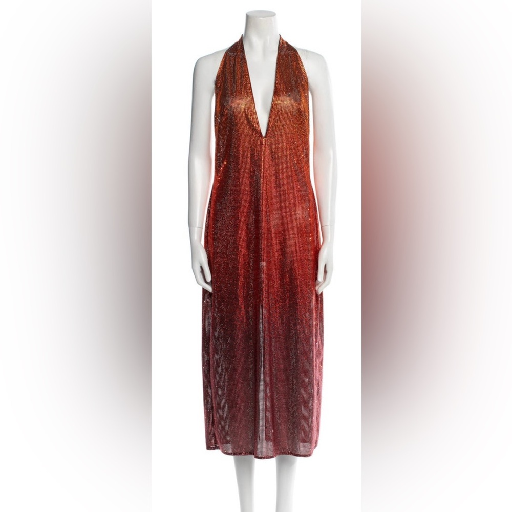 Gianni Versace red ombré crystal halter dress RARE size 8!